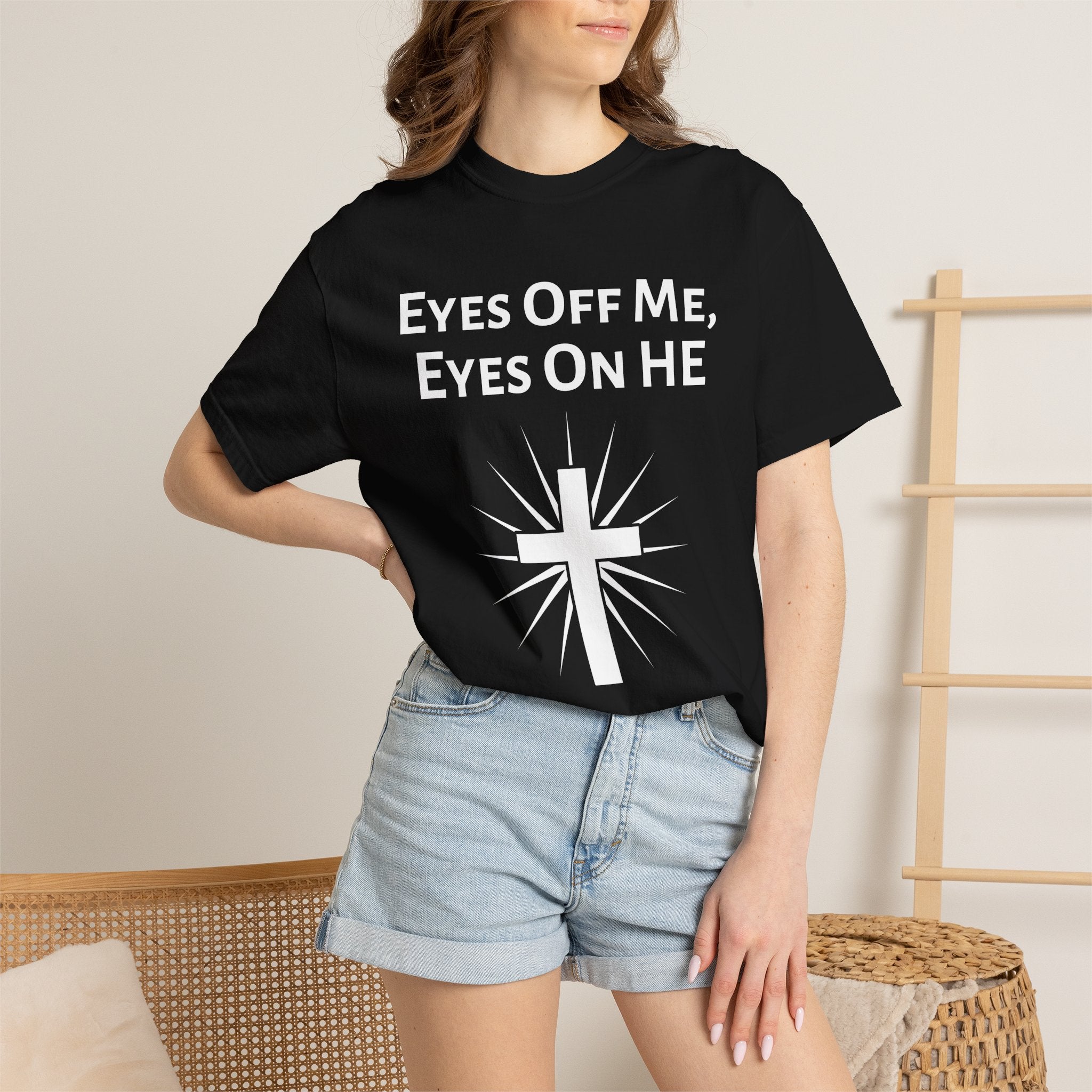 Eyes Off Me, Eyes On HE Unisex Heavyweight Cotton Tee